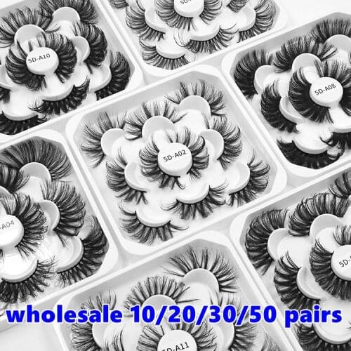 NEW 5 pairs wholesale lashes bulk 5/10/50 PCS natural long false eyelashes fluffy wispy faux 5d mink lashes soft thick handmade