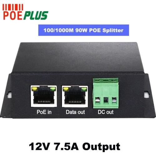 90w POE splitter 802.3bt compliant 12V 7.5A output wall mounted type 10/100/1000Mbps