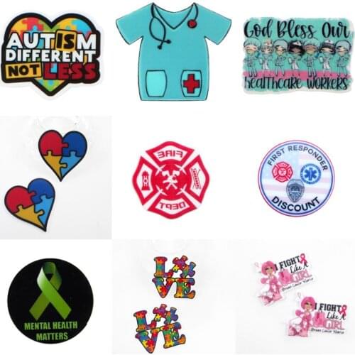 Nurses Doctor Health Autism Cancer Flat Back Planar Resin Cabochon DIY Acrylic Accessories Mobile Phone Case Headband,5Yc17758