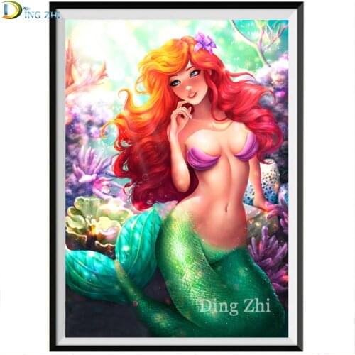Diy Diamond Painting Mermaid Cross Stitch Diamond Embroidery Cartoon Picture Of Rhinestones Christmas Kids Room Decor
