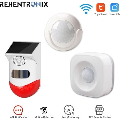 Tuya WiFi Motion Detectior Smart Home Security Wireless Mini PIR Motion Sensor Solar Panel Powered Human Body Infrared Detector