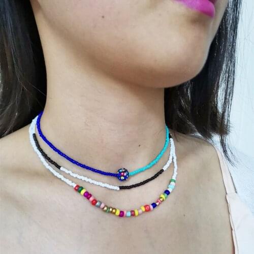 Bohemian Fashion Multielement Beads Chain Choker Necklace Boho Statement Tassel Crsytal Shell Geometric Women Necklace Jewelry