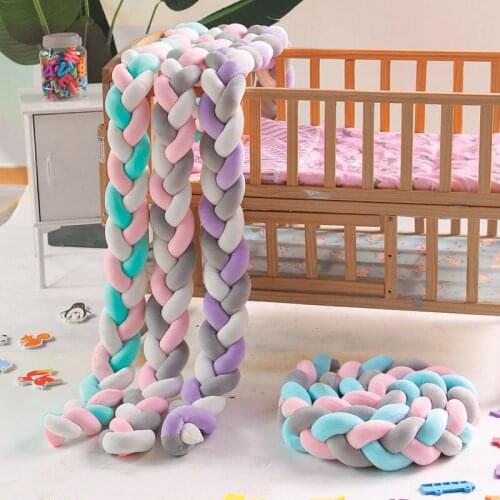 2M3M 4M 3 Knot Soft Baby Bed Bumper Crib Sides 3 Braid Newborn Crib Pad Protection Cot Bumpers Bedding for Infant