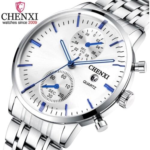 CHENXI Top Luxury Brand Mens Watches Full Steel Waterproof Sport Quartz Watch Men Fashion Chronograph Clock Date Wrist Watch