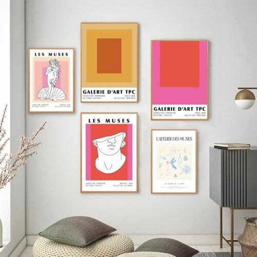 Color Block Matisse Abstract Artwork Canvas Painting Greek Statue Art Prints Greek Goddess Mid Century Modern Posters