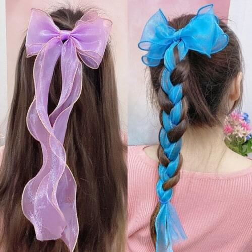 1 Pcs Children Cute Colors Ribbon Lace Bow Ornament Hair Clips Girls Lovely Sweet Barrettes Hairpins Kids Hair Accessories