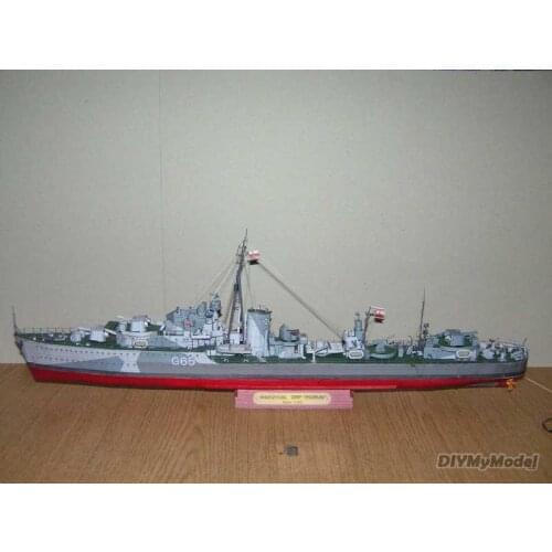 DIYMyModeI 1:200 Polish destroyer piolan in World War II DIY Handcraft Paper Model Kit HandmadeToy Puzzles Gift Movie prop
