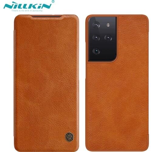 For Samsung Galaxy S21 Ultra/S21 Plus Nillkin Qin Leather Flip Case With Card Pocket Phone Bag Case Back Cover for S21 S30 Ultra