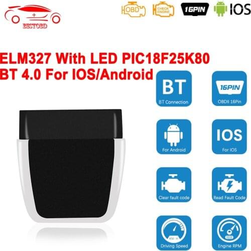 ELM327 BT-wireless with LED PIC18F25K80 Scanner For IOS/Android OBD OBD2 Car Diagnostic Auto Tool Code Reader PK ELM 327 V 1 5