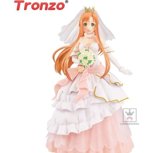 Tronzo Original BANPRESTO EXQ Anime Sword Art Online Asuna Wedding PVC Action Figure Model SAO Yuuki Asuna Figurine Doll Toys
