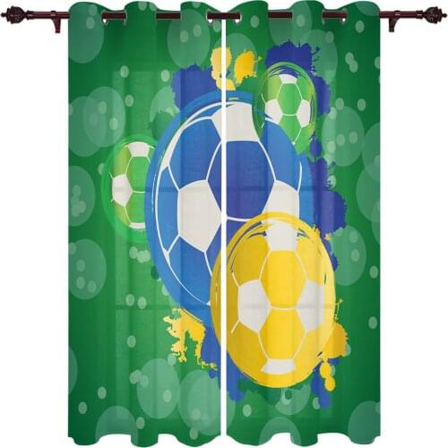 Football Green Graffiti Athletic Window Curtains Kitchen Bedroom Drapes Home Decor Luxury Living Room Backdrop Curtain