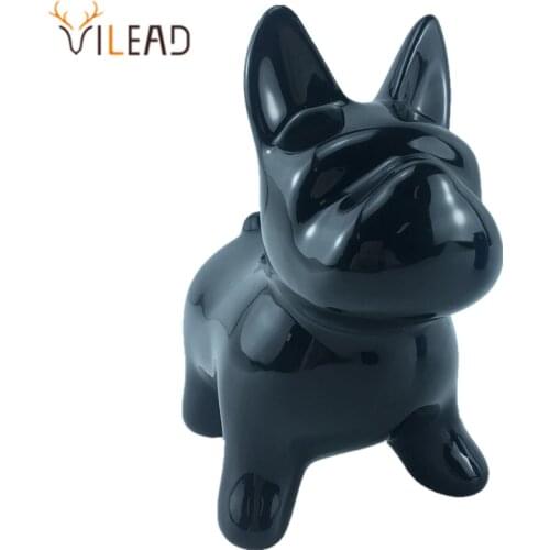VILEAD 16cm Ceramic Dog Figurines Puppy Piggy Bank Crafts TV Cabinet Indoor Living Room Ins Wind Home Decoration Accessories