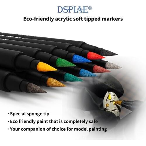 Dspiae Soft Tipped Marker Pen Eco-friendly Water-based Gundam Military Model Coloring Tools
