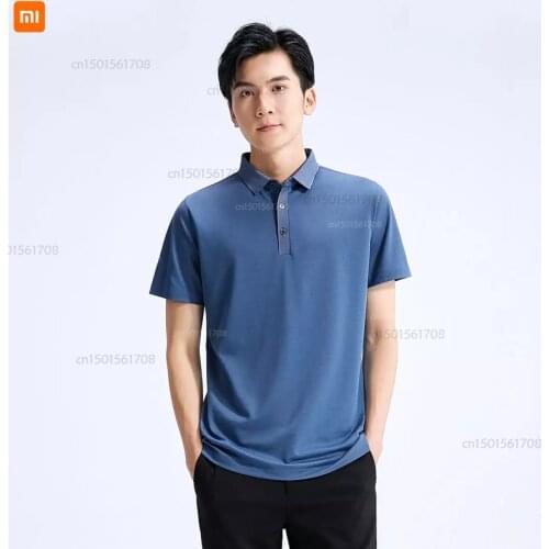 Xiaomi mulberry silk cool pique lapel T-shirt mens stand-up collar polo shirt business office worker short sleeves