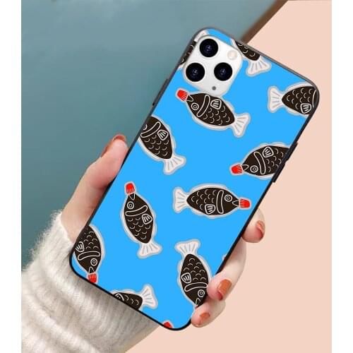 Sushi Soy Fish in Blue soft TPU border phone case for iphone 11PRO 11PROMAX 11 X XS XR XSMAX 6 plus 7 7plus 8 8plus cover