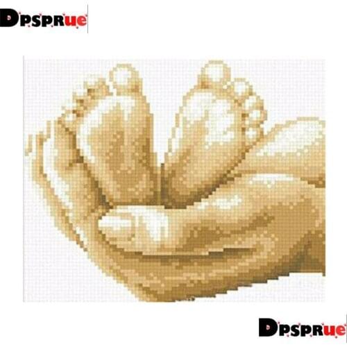 Dpsprue Full Square/Round 5D Diy Diamond Painting Kit Cross Stitch Child foot 3D Embroidery Mosaic Home Decor For Gift