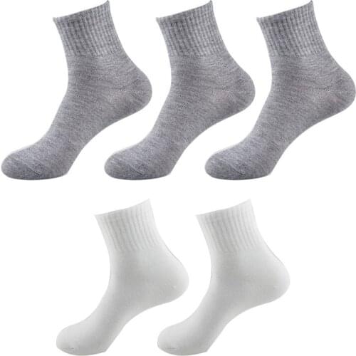 10Pcs/5Pair Men Socks Male Cotton Blend Business Leisure Dress Socks High Quanltiy Solid Black White Gray Short Socks Unisex