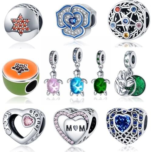 2021New925 Silver Heart-Shaped Zircon Charm Suitable For Original 3mmBracelet&Bangle Making Fashion DIY Jewelry For Women