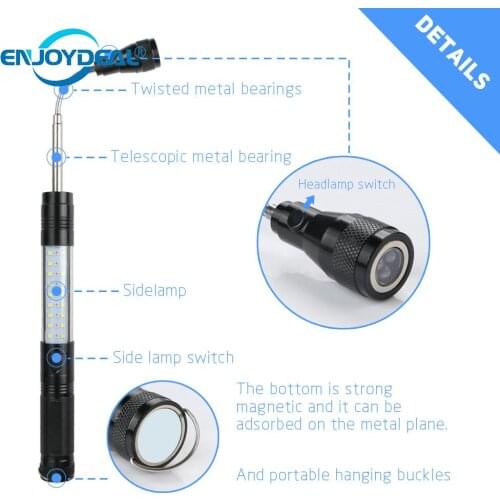 Portable Extendable Flexible LED Flashlight Pickup Light Torch Magnetic LED Work light Picker magnet