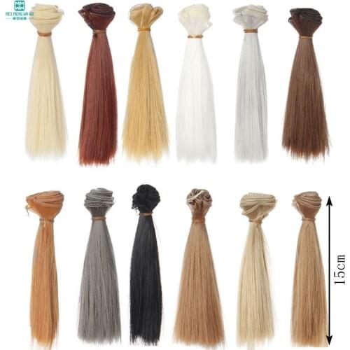 1pcs 15cm*100CM black gold brown straight hair for dolls 1/3 1/4 BJD doll wigs Accessories