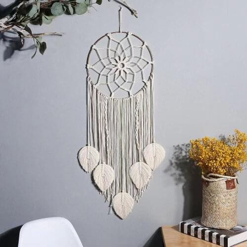 Nordic Room Wall Decoration Handmade Cotton Rope Hanging Decor Strings Crafts Stars Moon leaves Living Room Decor Wall Hanging