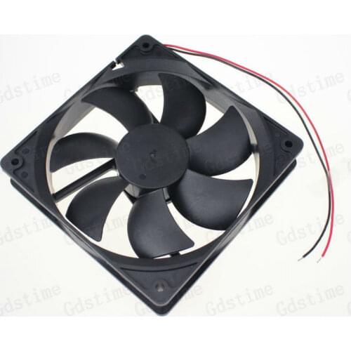 100 pieces Gdstime 5 inches 120mm x 25mm 12cm DC 12V Brushless Cooler Cooling Fan 120x120x25mm 12025 2 Wire Without Connector