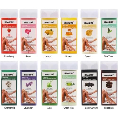 100g Depilatory Wax Cartridge Roll-On Skin Hair Removal Heater Waxing Cream 12 Flavor Roll-On Hot Wax All Types Skin For Women