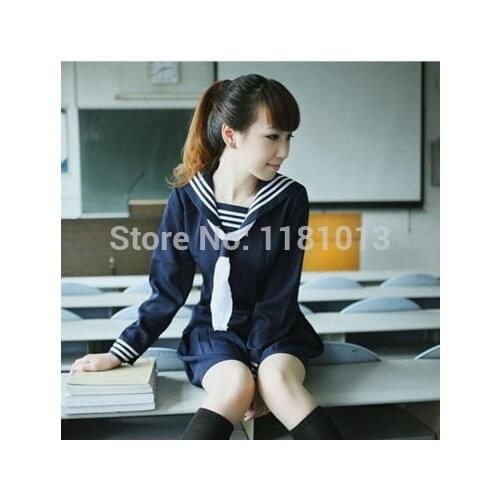 Japanese Student Clothing Small Fresh school uniform girls class service classic Sailor Suit summer Dress set