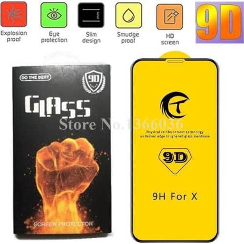 50pcs 9D Full Cover Tempered Glass For iPhone XS XR XS max 6 7 8 plus X Curved Edge 9H Screen Protector Film with retail box
