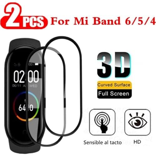 2Pcs Protective Film For Xiaomi Mi Band 6 mi band 5 4 3D Curved Edge Screen Protector for xiaomi mi band 5 4 mi band6 Soft Film