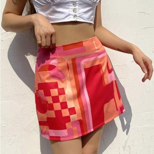 ZZSYKD Sweet Plaid Mini Skirts For Women Harajuku Kawaii Rich Colors Print Skirt Summer 90s Y2k Fashion High Waist Short Skirts
