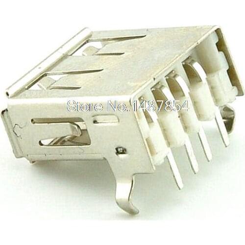 10PCS USB Female Type-A 4Pin Socket Connector 90 degree bend feet