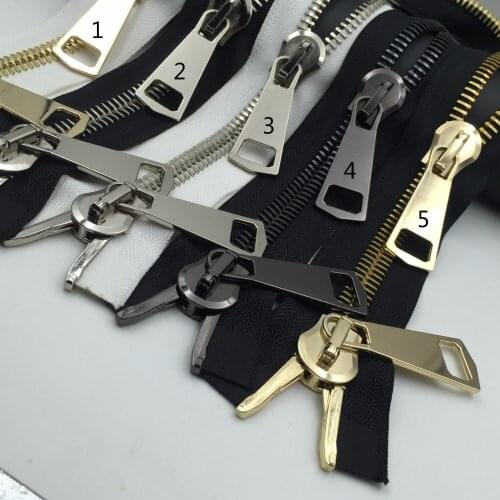 New 15# High Quality Double Sliders Polished Copper Metal Zipper Brass zip 85cm 100cm 2pcs DIY Bags Jacket Clothes Accessories