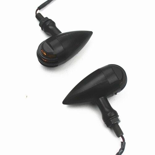 2Pcs Motorcycle Black Bullet Turn Signal Light Indicator Blinker Amber Light For Harley Bobber Cruiser Chopper Cafe Racer bike