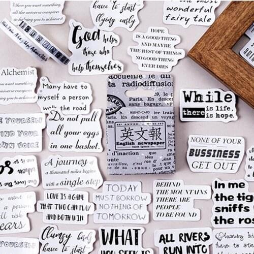 46pcs/pack Cute English Newspaper Diary Paper Lable Sealing Decorative DIY Adhesive Scrapbooking Stickers