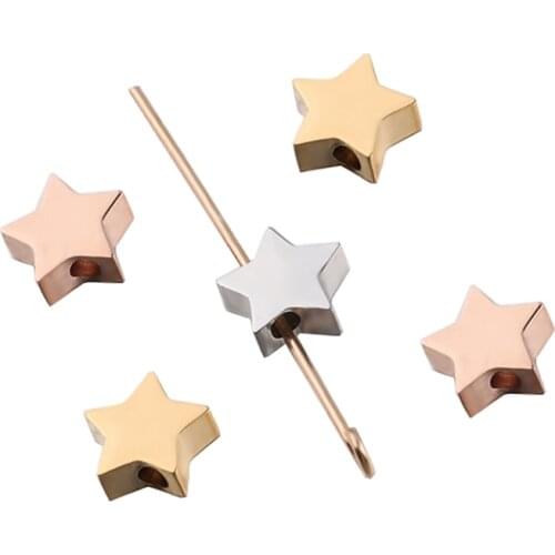 5Pcs wholesale 3 Colors Stainless Steel Star Beads Spacer Beads for DIY Jewelry Making Handicraft Bracelet Necklace Findings 8mm