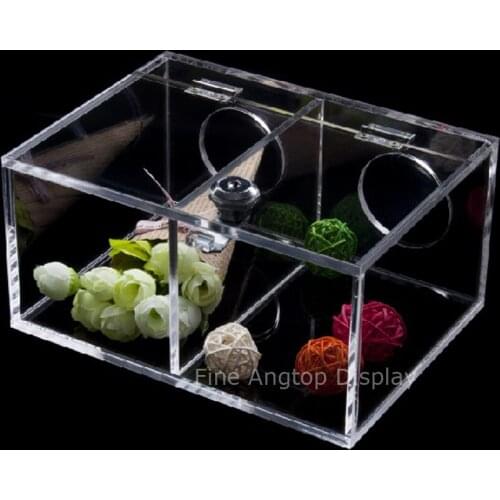 Acrylic Storage Stackable Display Box Desktop Jewelry Organizer Holder With Two Hole On Back