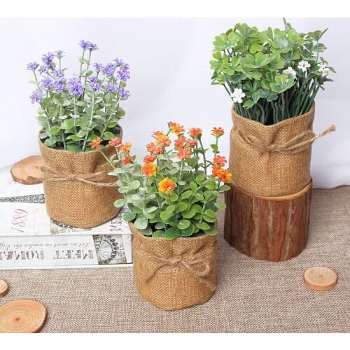 American pastoral style simulation flowers linen small vase decoration crafts simulation flowers vase