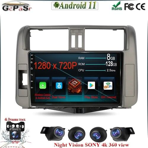 6G+128G Android 11 Car Radio Player For Toyota Land Cruiser Prado 150 2010-2013 Autoradio Touchscreen Stereo GPS Navigation