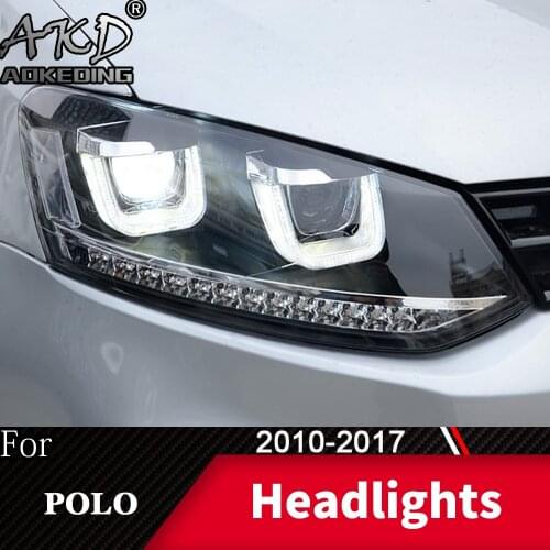Head Lamp For Car VW POLO 2010-2017 Polo Headlights Fog Lights Day Running Light DRL H7 LED Bi Xenon Bulb Car Accessory