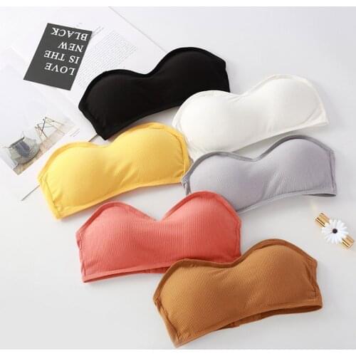 Seamless Tube Tops Underwear Women Removable Pads Intimates Strapless Bra Bralette Wire Free Bandeau Dress Tube Top AH01