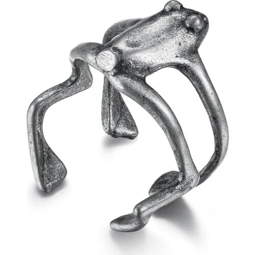 Bohemian Vintage Frog Ring for Women Artistic Design Punk Hip Hop Men Opening Stainless Steel Ring Retro Jewelry Gift Wholesale