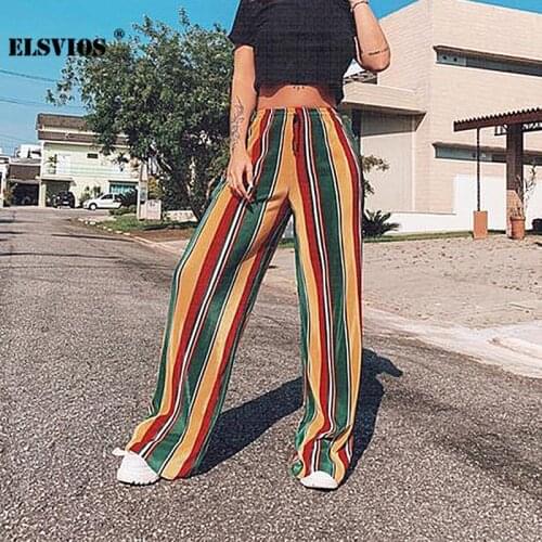 Autumn Women Casual Leopard Stripe Print Pants New Fashion Loose Hight Waist Wide Leg Trousers Elegant Office Lady Party Pants