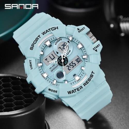 SANDA Men Fashion Waterproof Stopwatch Analog LED Quartz Watch Mens Sport Watches Casual Digital Clock Male Relogio Masculino