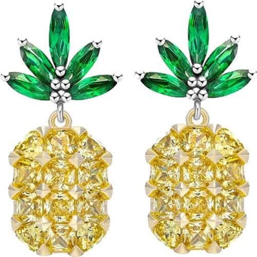 European Jewelry Crystal from Austrian Time-limited Plant 2021 New Sale Wholesale Selling Angel Wings pineapple Earring