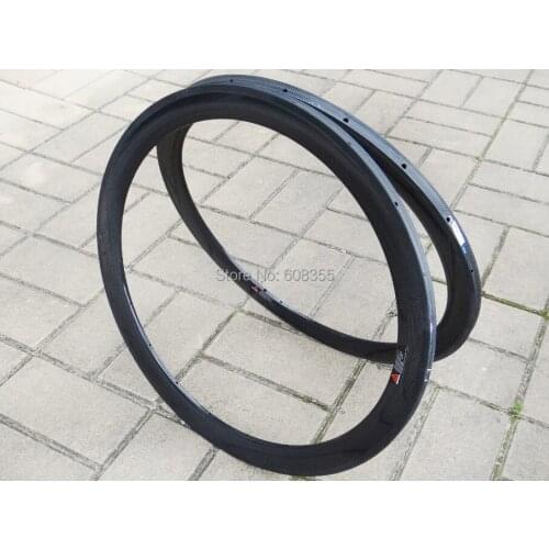 FLX-RIM-T05 : Carbon Glossy Cycling road bike 700c Tubular wheel rim 50mm ( Basalt Brake Side )