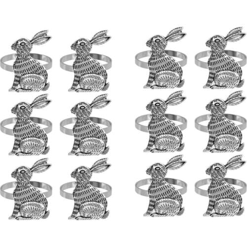 12 Pcs Rabbit Napkin Ring Rabbit Napkin Ring Holder Table Decoration for Easter Party Banquet Dinner Spring Table Decor