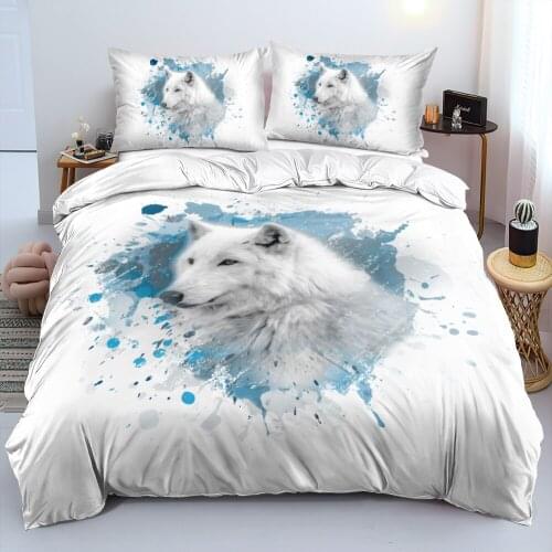 Duvet Cover Sets Animal Wolves King,Queen,Full Digital Printing Comforter Covers Bed Linen 3pcs Bedding Set White 220x240cm Size