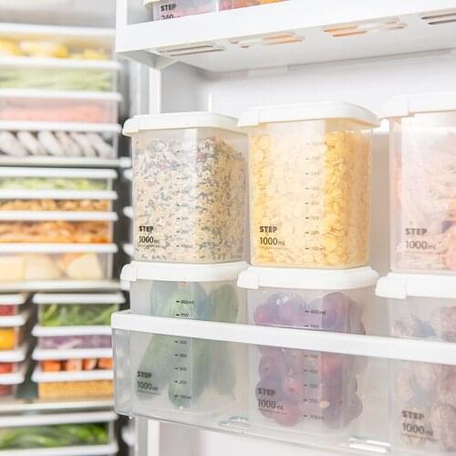 240-2000ml Kitchen Sealed Storage Box With Scale Grain Containers Square Nut Snack Jar Classification Fresh-keeping Refrigerator