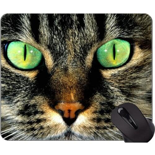 Mouse Pad with Stitched Edge,Macro cat eyes green Home Office Computer Accessories Mousepads